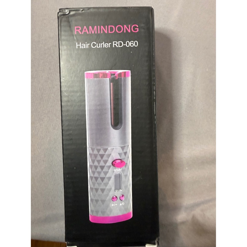 Ramindong RD-060 Wireless Rechargeable Auto Hair Curler Gray Pink 5200mAh NIB